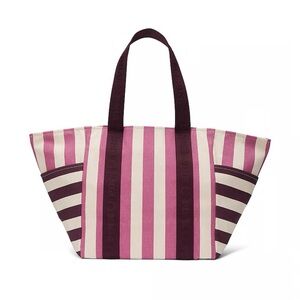 Victoria’s Secret NEW Striped Large Canvas Tote Bag with zipper
